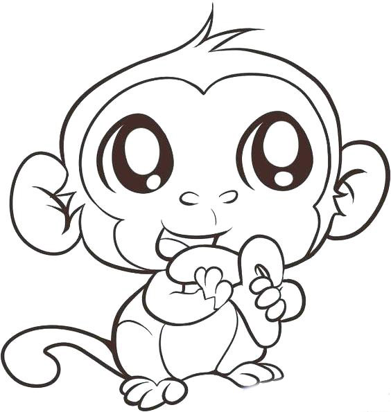 Tranh tô màu khỉ con dễ thương