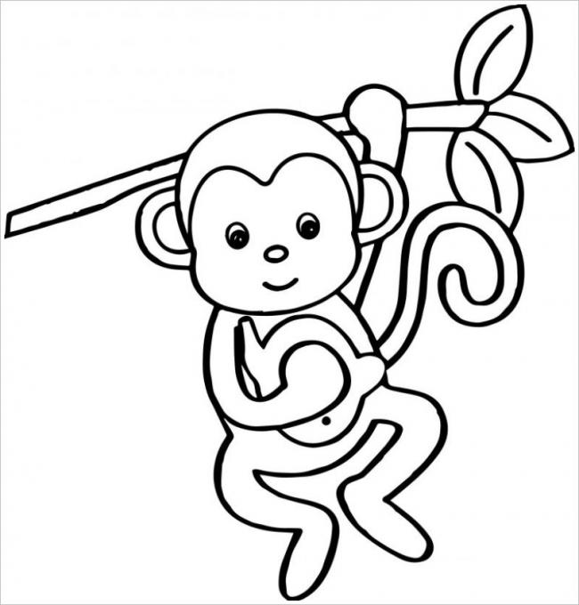 Tranh tô màu khỉ con