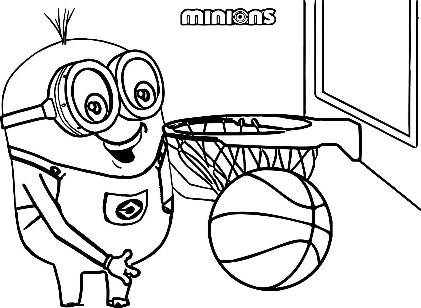 Tranh tô màu minion chơi bóng rổ
