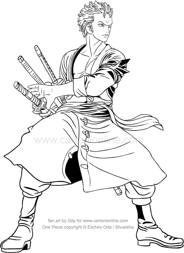 Tranh tô màu One Piece rất đẹp Zoro kiếm sĩ