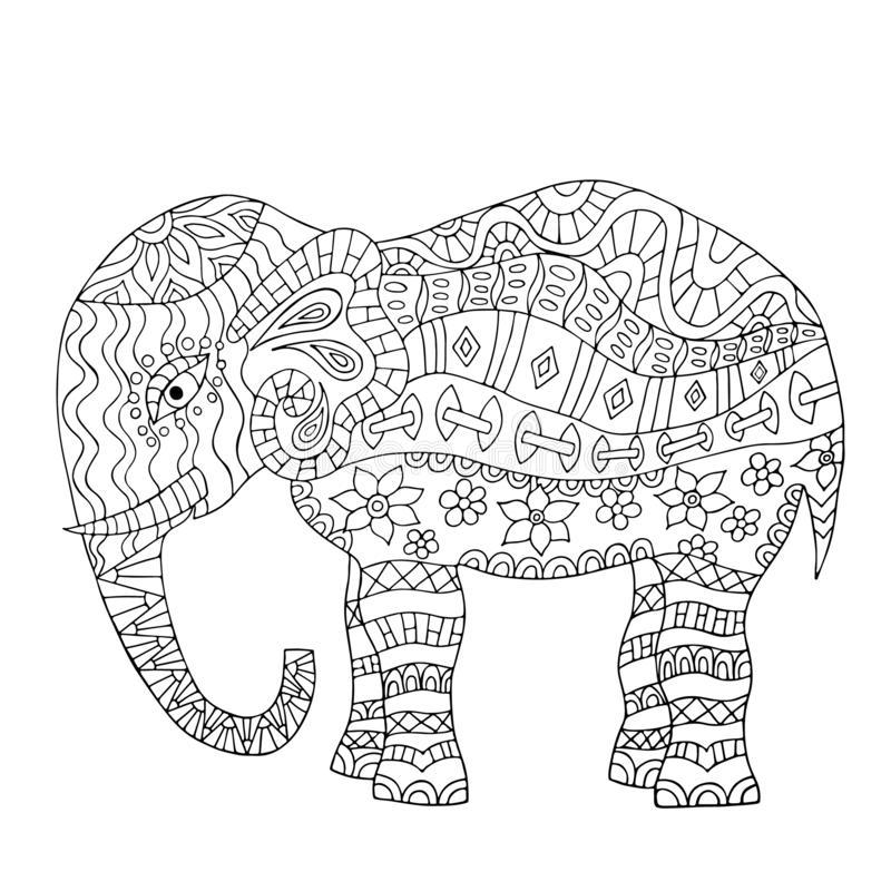 Tranh tô màu rất nhiều họa tiết hoa văn trên mình voi