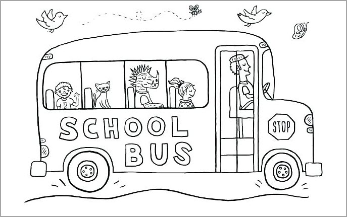 Tranh tô màu xe bus trường học
