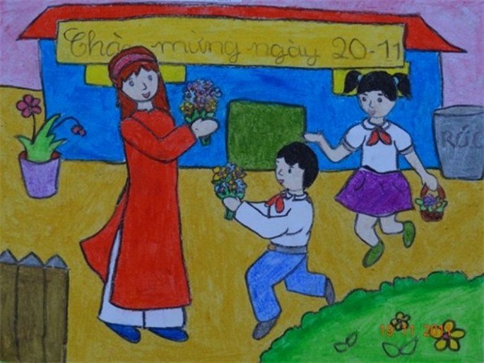 Tranh vẽ đề tài nhà Giáo Việt Nam lớp 8