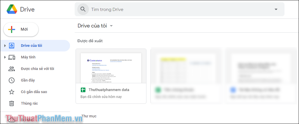 Truy cập trang chủ của Google Drive có chứa tài liệu có dữ liệu cần tìm kiếm từ khóa