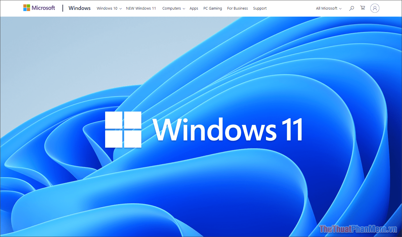Truy cập trang chủ của Windows 11 Microsoft để kiểm tra