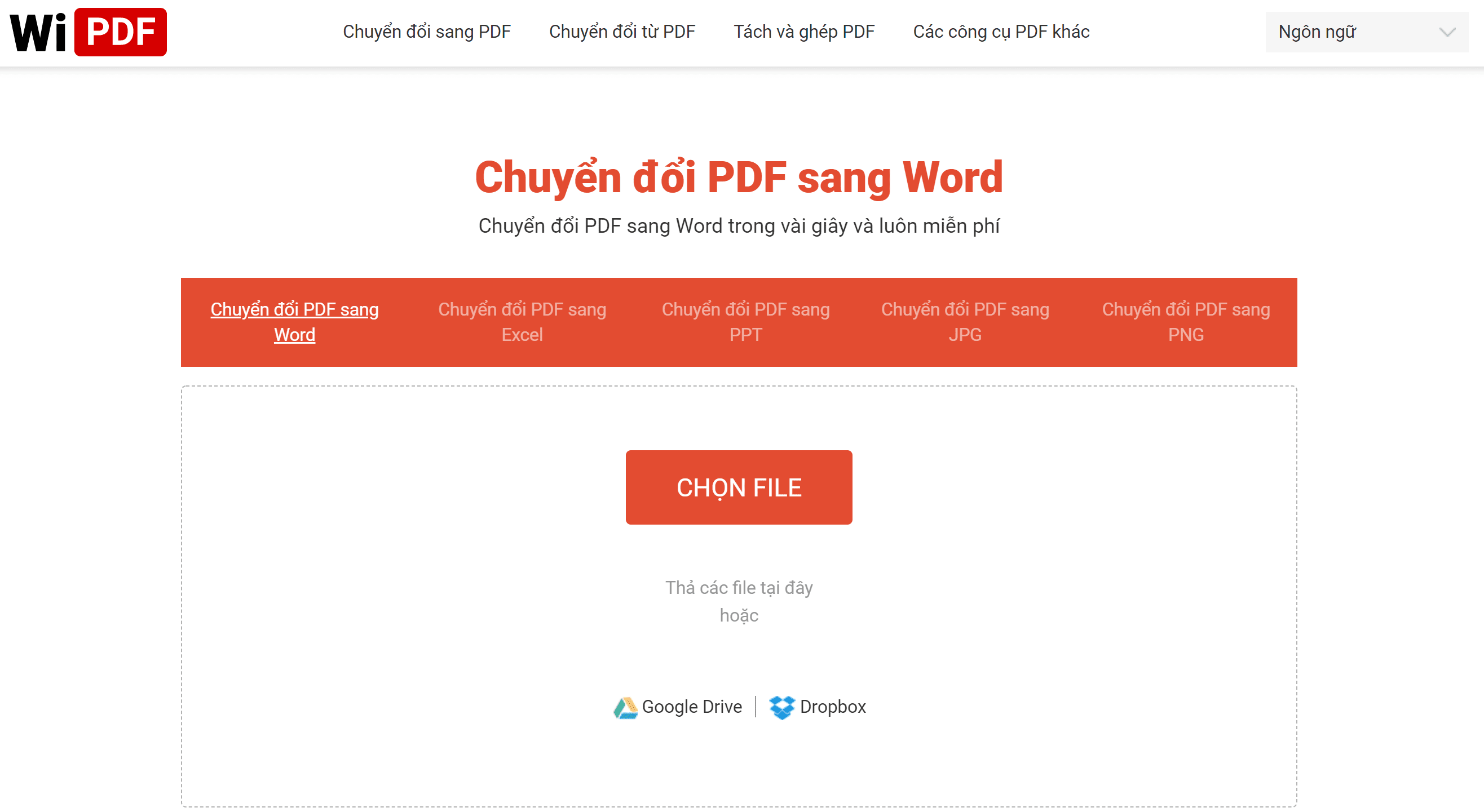 WiPDF – Chuyển đổi PDF sang Word online