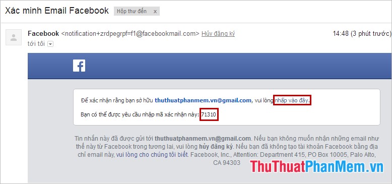 Xác minh Email Facebook