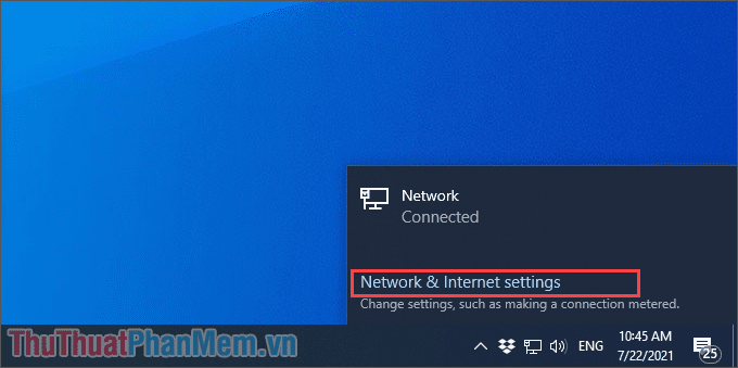 Chọn mục Network & Internet Settings để mở cài đặt