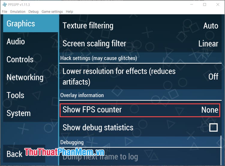 Tích chọn mục Show FPS counter để hiển thị FPS khi chơi game