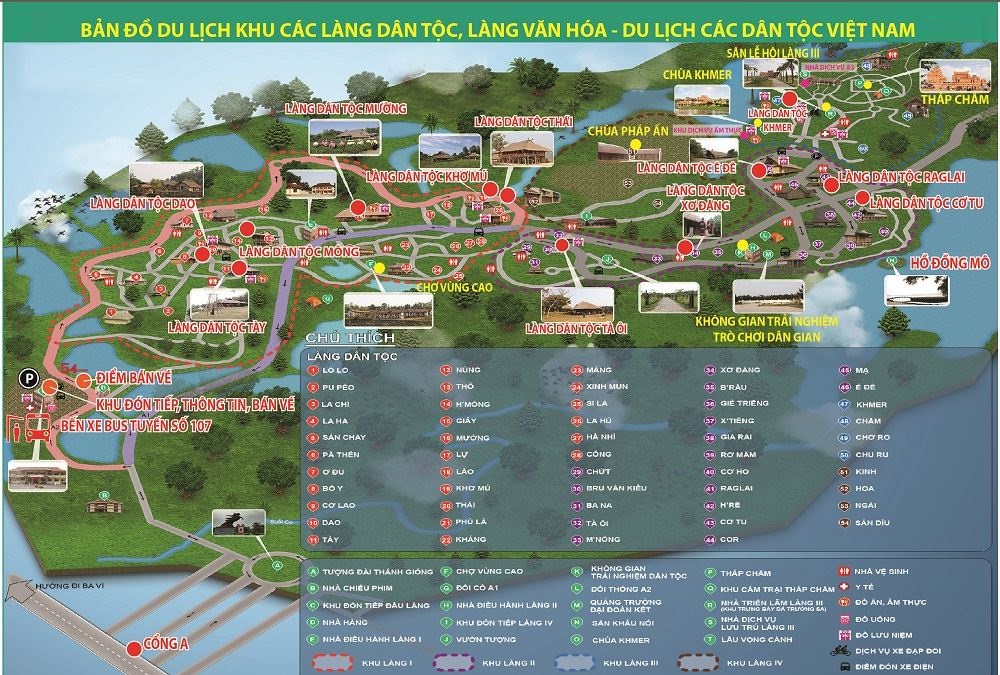 Bản đồ tổng thể của làng văn hóa du lịch các dân tộc Việt Nam