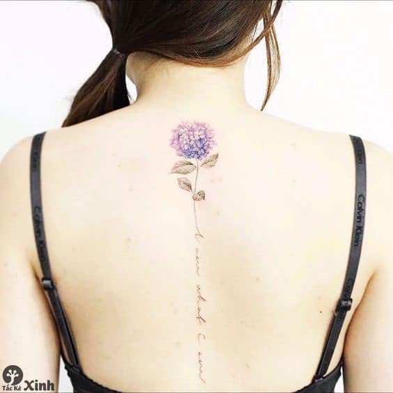 Mẫu tattoo dọc sống lưng nữ tinh tế