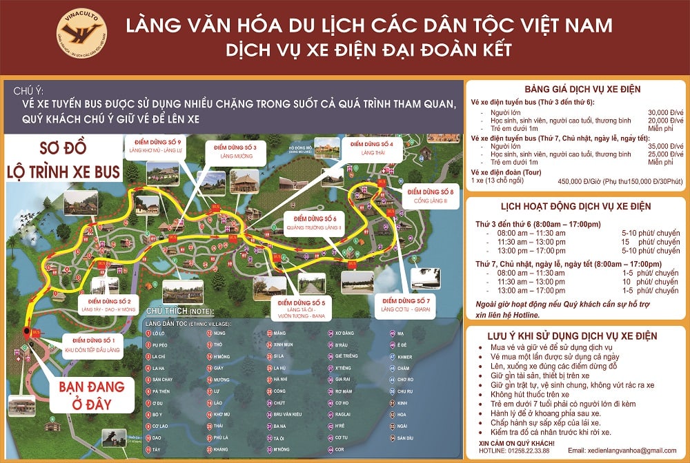 Review làng văn hóa các dân tộc Việt Nam, xe điện ở làng văn hóa các dân tộc Việt Nam