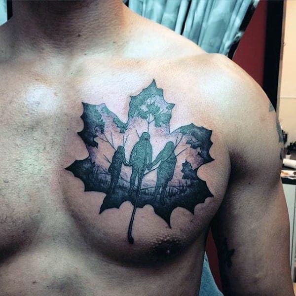 Tattoo gia đình ý nghĩa trên ngực