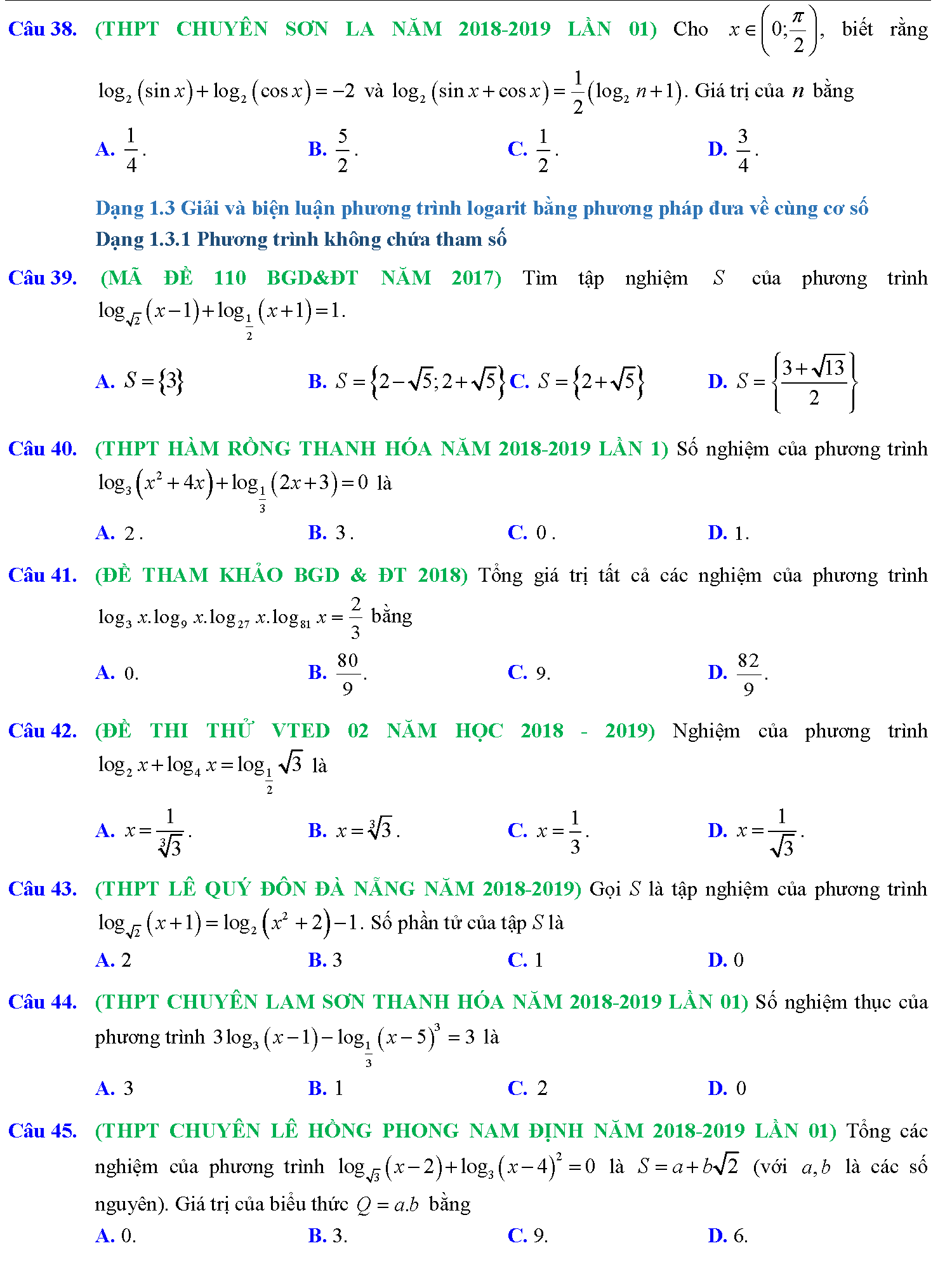 Phương trình mũ, phương trình logarit trong kỳ thi THPTQG 6