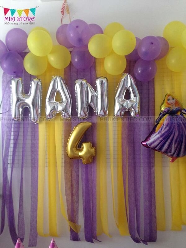 Trang trí sinh nhật tại nhà bé gái chủ đề Rapunzel